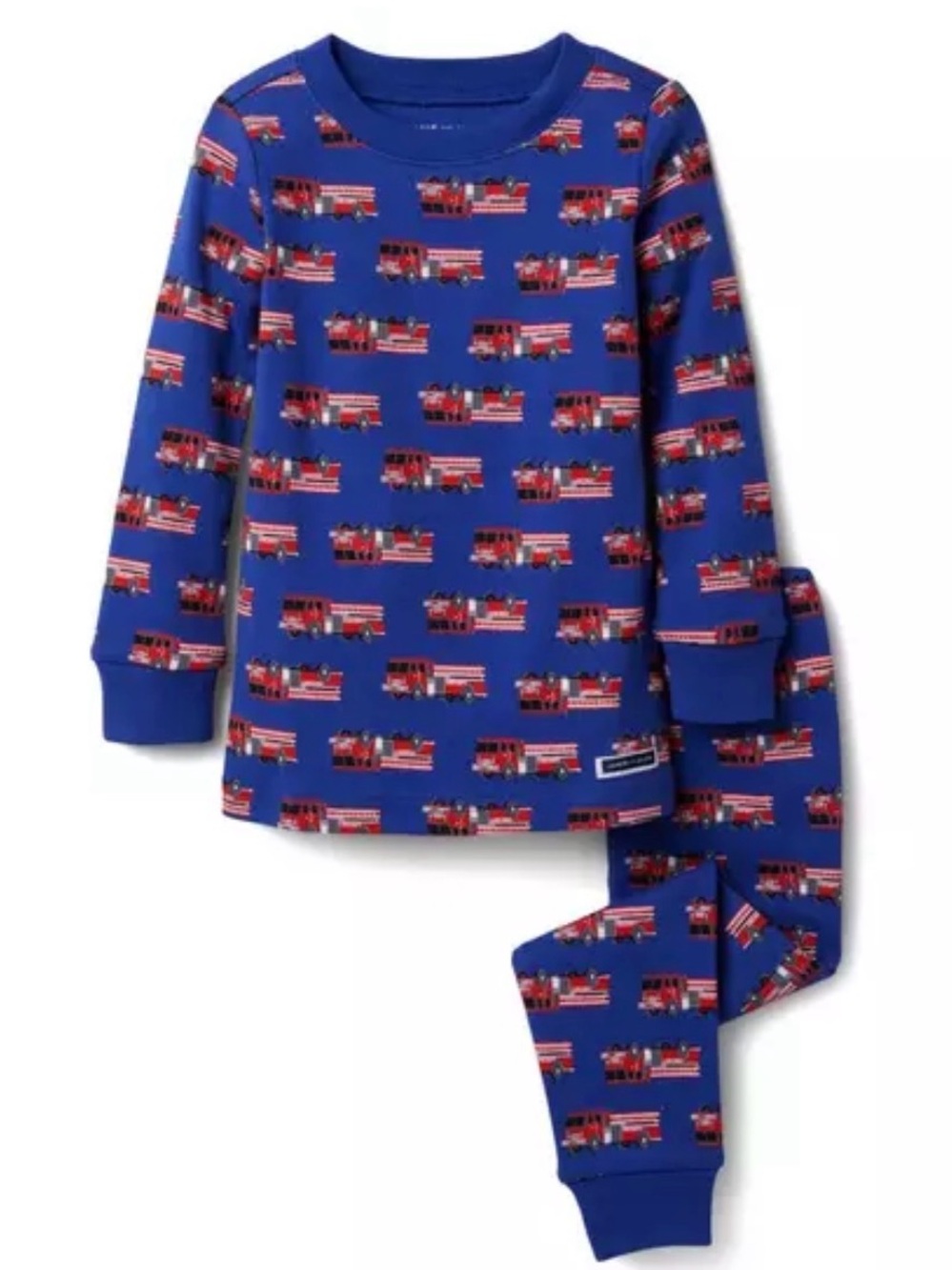 JANIE and JACK Bright Night Firetruck Print Cotton Pajama Set- 12-18M